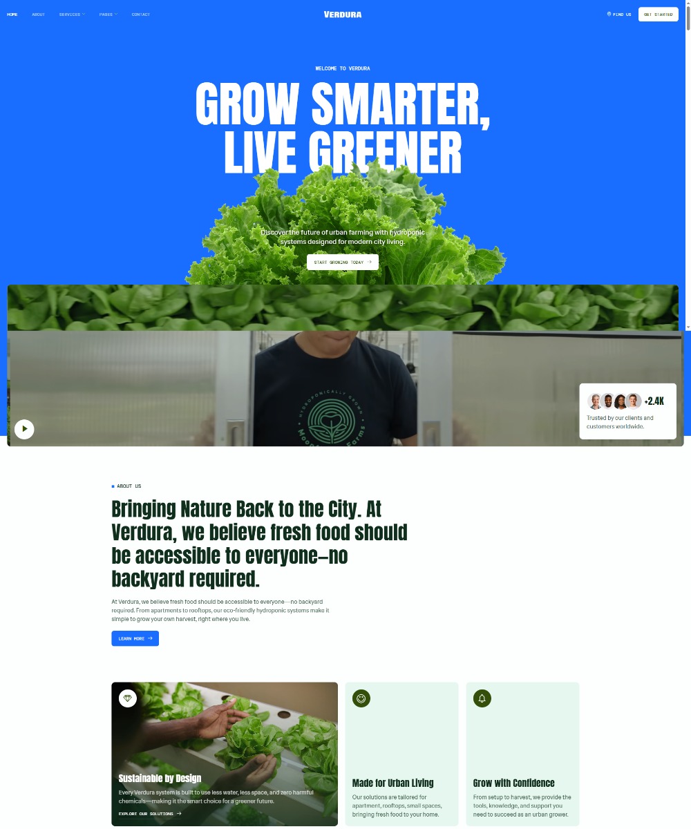 Verdura - Urban Farming & Hydroponics Elementor Template