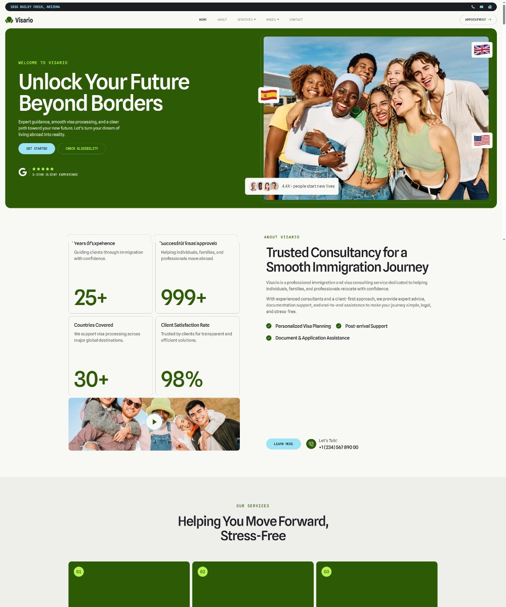 Visario - Immigration & Visa Consultant Elementor Template