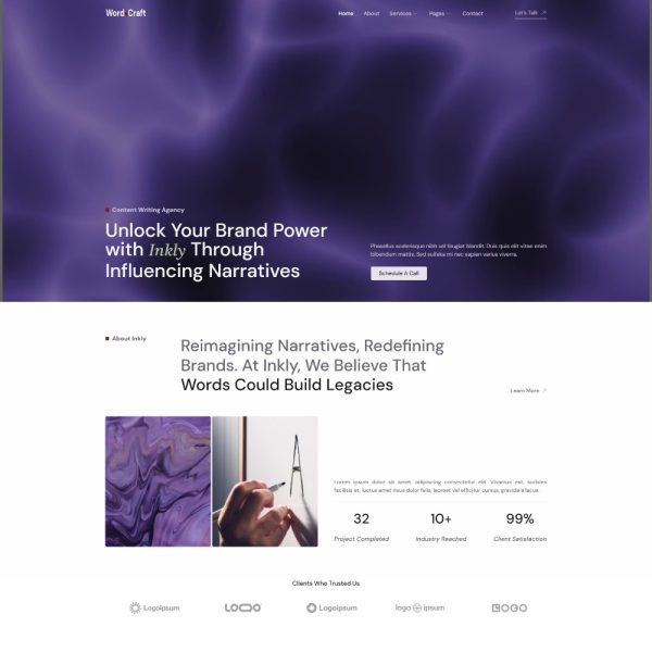WordCraft - Content Writing Service Agency Elementor Template