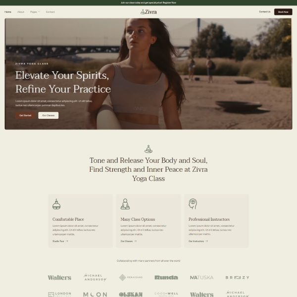 Zivra - Yoga Studio & Fitness Elementor Template