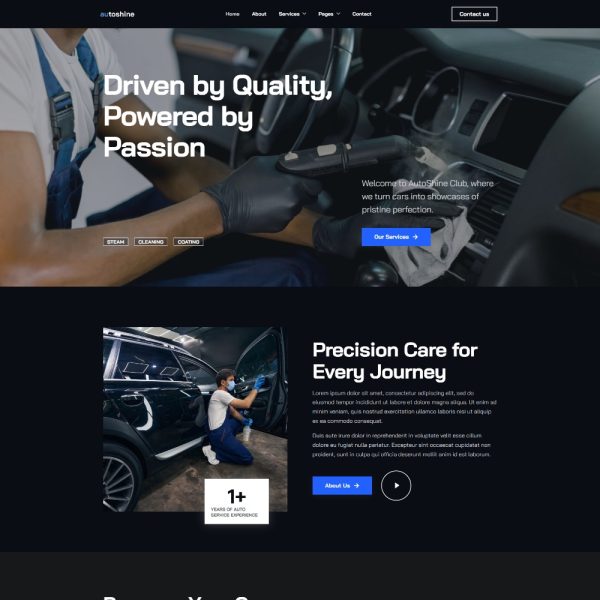 AutoShine - Auto Detailing & Car Care Elementor Template