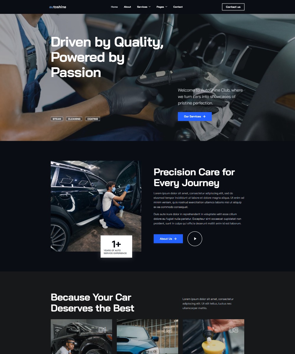 AutoShine - Auto Detailing & Car Care Elementor Template