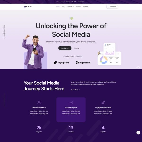BrandLift - Social Media Marketing Agency Elementor Template