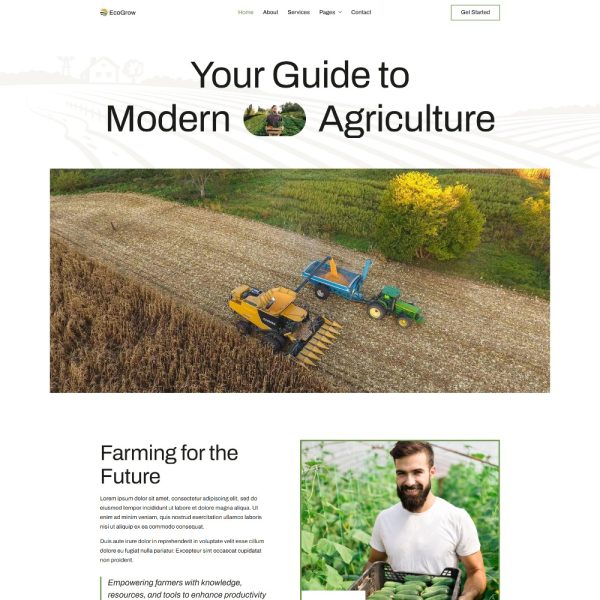 EcoGrow - Agriculture & Organic Farm Elementor Template