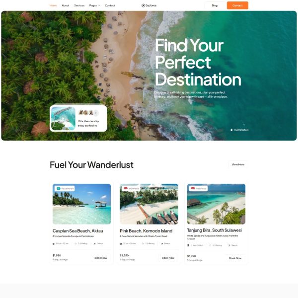Explorea - Tour & Travel Agency Elementor Template