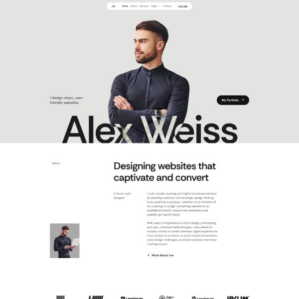 Glowfolio - Personal Portfolio & Resume Elementor Template