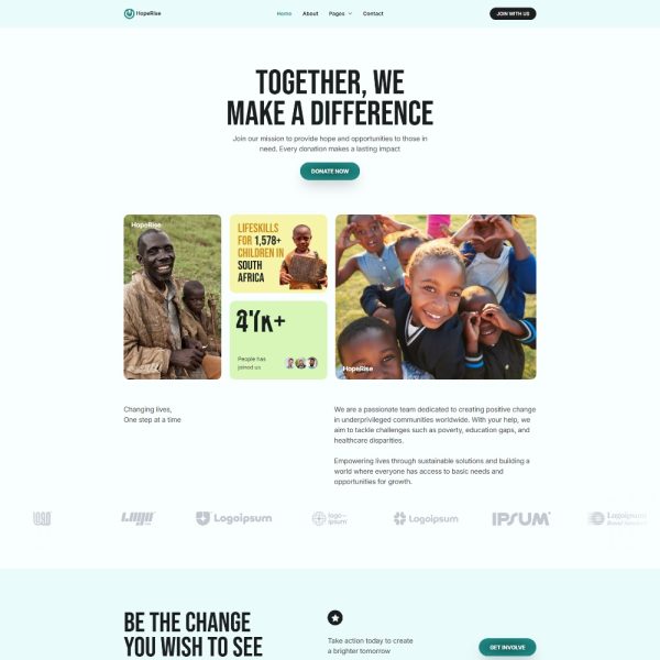 HopeRise - Non Profit & Charity Elementor Elementor Template