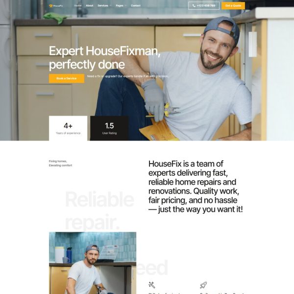 HouseFix - HouseFixman & Home Repair Service Elementor Template