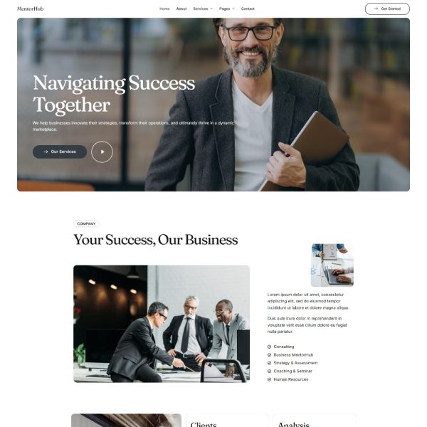 MentorHub - Business Consulting & Coaching Elementor Template