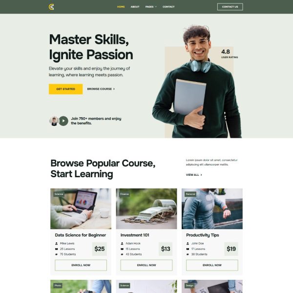 StudyPro - Online Education Course & Class Elementor Template