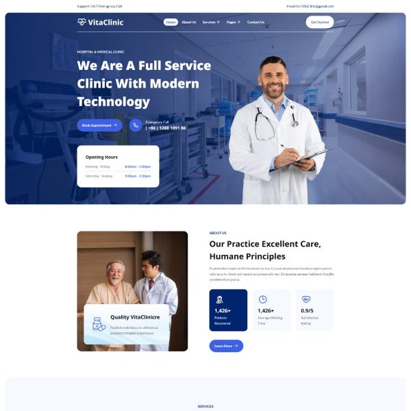 VitaClinic - Hospital & Medical Clinic Elementor Template
