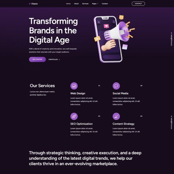 Vizora - Digital Marketing Agency Elementor Template